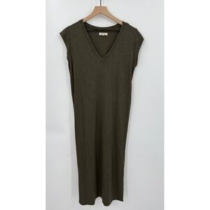Madewell Dress Medium Green‎ V Neck Sleeveless Midi Casual Everyday Boho